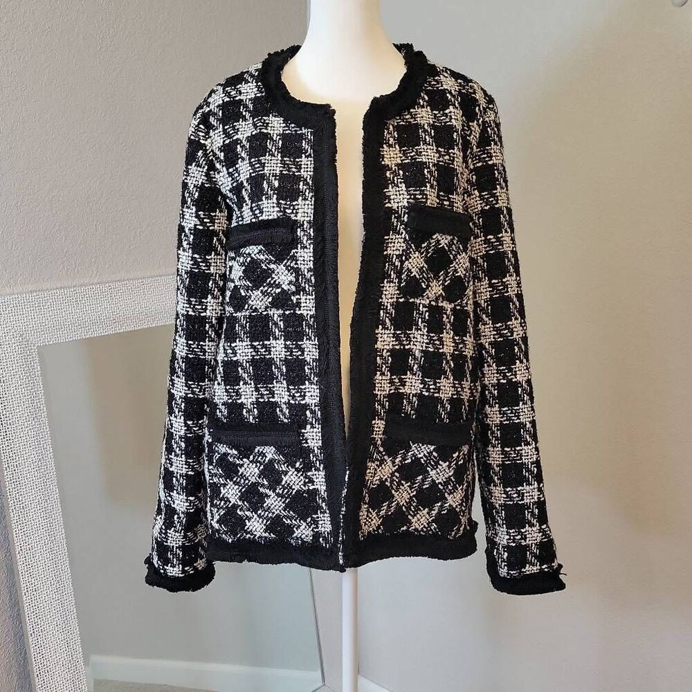 Anthropologie Ollari Women's Black and White Tweed Jacket Size S